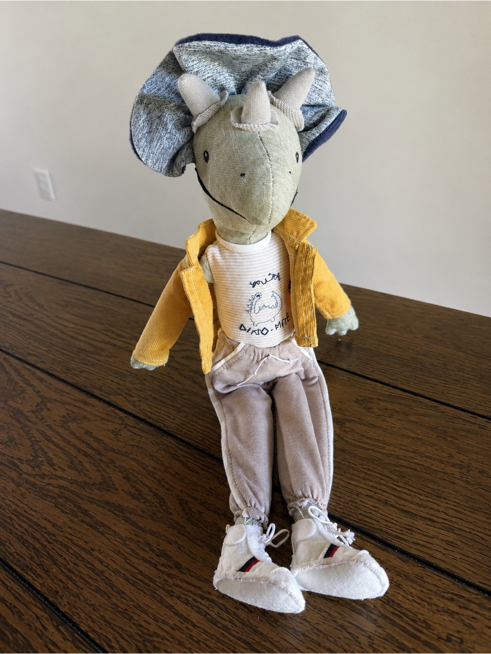 Pottery Barn Kids Dinosaur Gray Triceratops Dino Plush Doll With Backpack